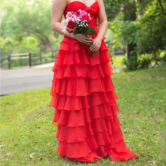 Sherri Hill Strapless Red Prom Dress - Picture 6 of 6